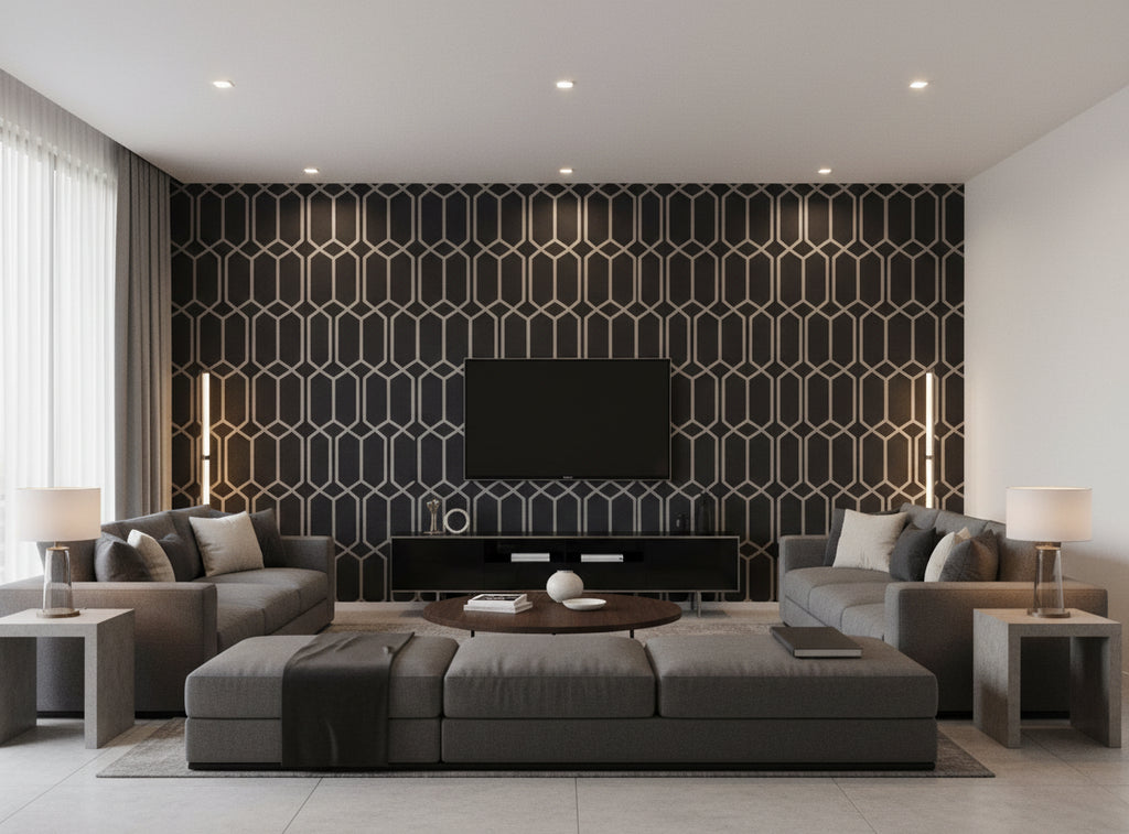 Provacetero Posa Wallcovering - living room room setting