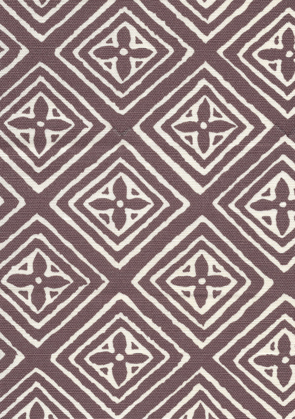 Fiorentina Prune on Tint Screen Printed - Dark Brown Fabric | China Seas