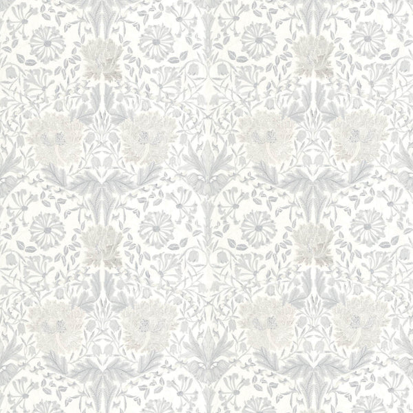 Pure Honeysuckle & Tulip Embroidery Lightish Grey | Morris & Co.