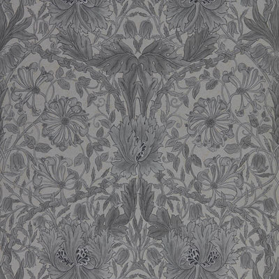 Pure Honeysuckle & Tulip Ink Black Wallcovering | William Morris