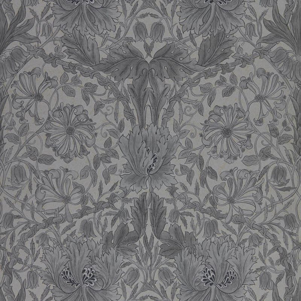 Pure Honeysuckle & Tulip Ink Black Wallcovering | William Morris