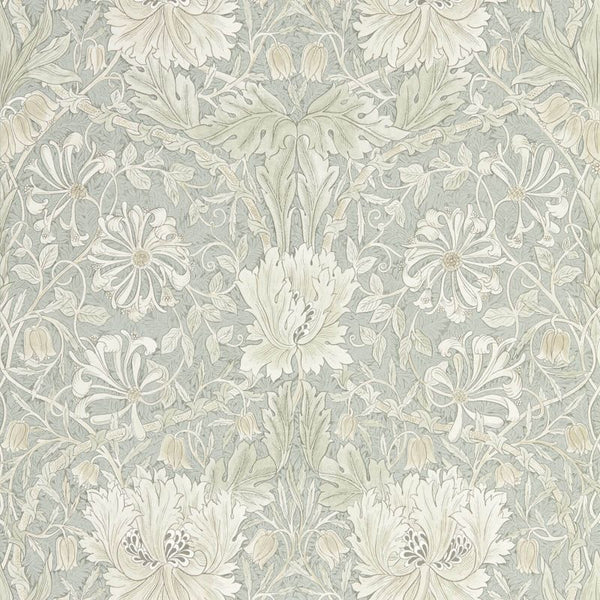 Pure Honeysuckle & Tulip Blue Grey Wallcovering | William Morris