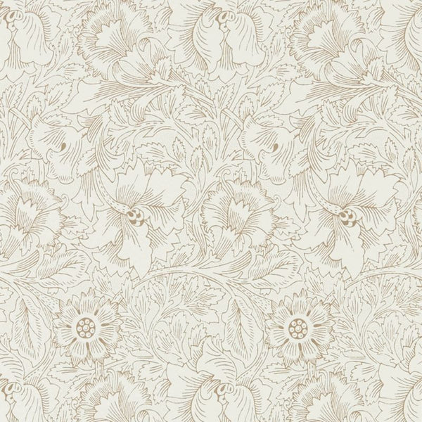Pure Poppy Gold Cream Wallcovering | William Morris