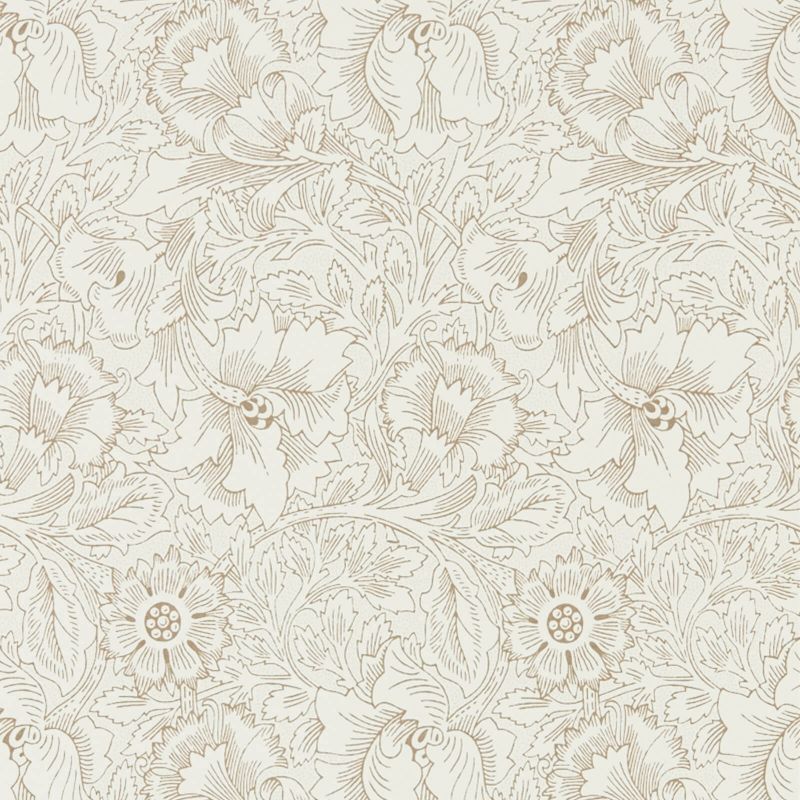Pure Poppy Wallpaper Gold Cream | William Morris