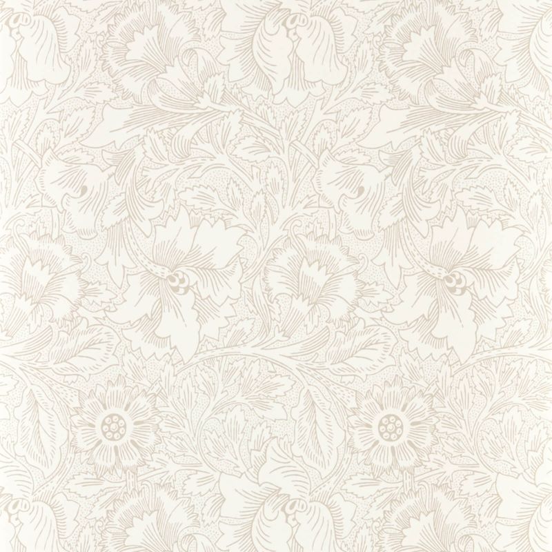 Pure Poppy Wallpaper Stone Ecru | William Morris