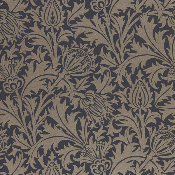 Pure Thistle Ink Black Wallcovering | William Morris