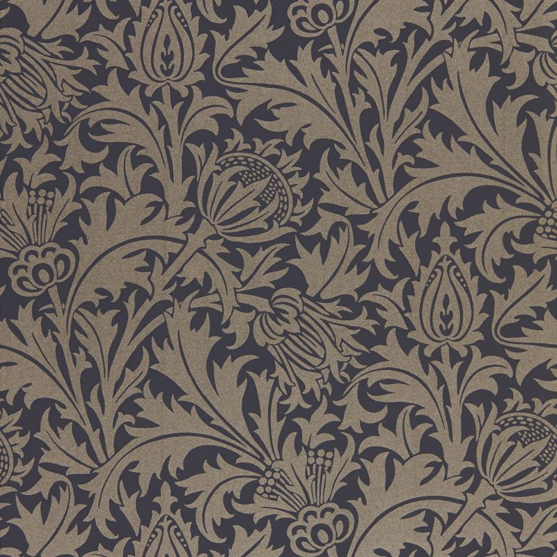 Pure Thistle Wallpaper Ink Black | William Morris