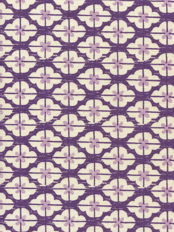 Kyoto Two Colors Purple Lilac on Tinted Screen Printed Fabric | China Seas