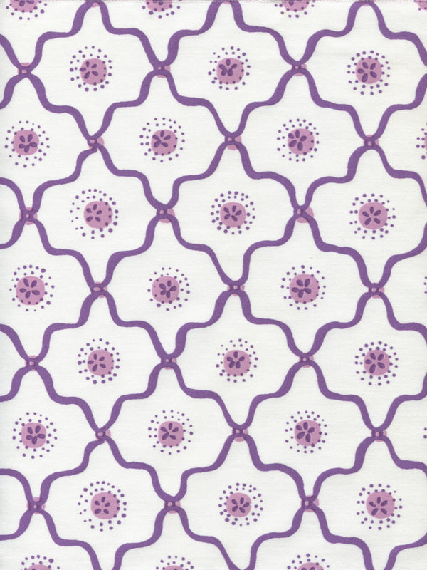 Longfellow, Purple Lilac on White Cotton Wallcoverings | Quadrille