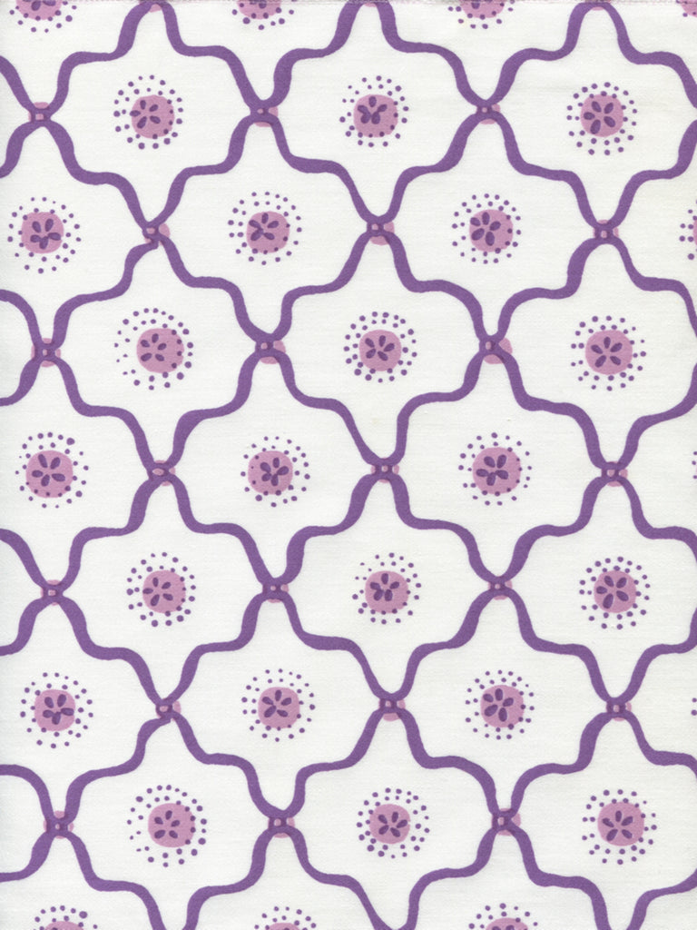 Longfellow, Purple Lilac on White Cotton