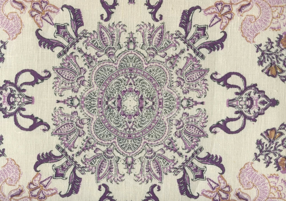 Purple Lilac Turquoise on Cream