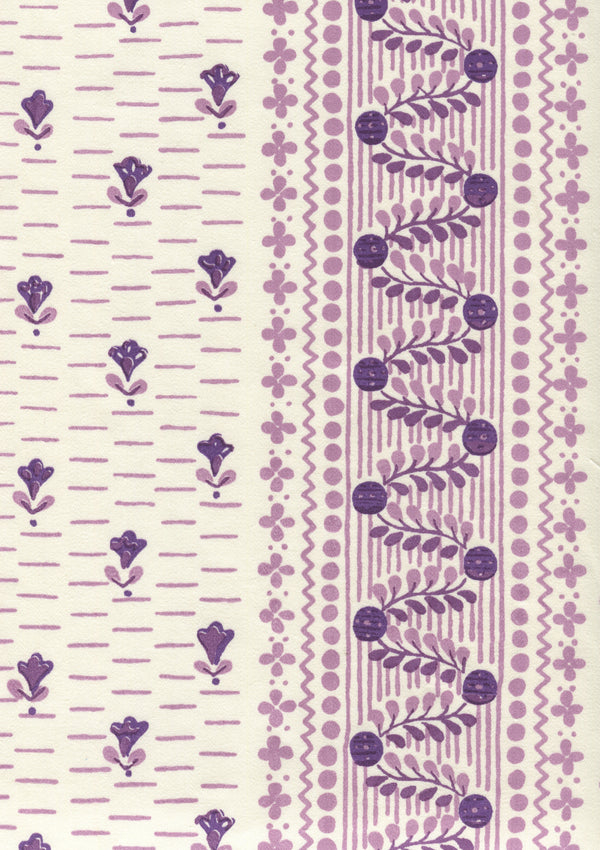 Links II, Purple Lilacs on Cotton Sateen Wallcoverings | Quadrille