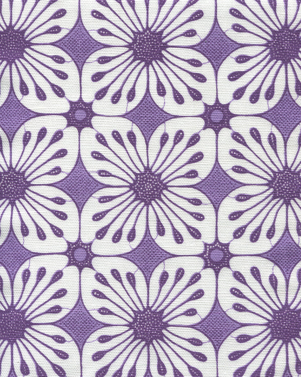 Barbados Batik Purple Medium Purple Screen Printed Fabric | China Seas