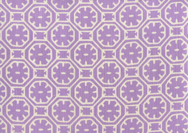 Ceylon Batik Reverse Lavender Screen Printed - Off-White Fabric | China Seas