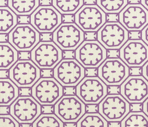 Ceylon Batik Purple on Tint Screen Printed - Off-White Fabric | China Seas