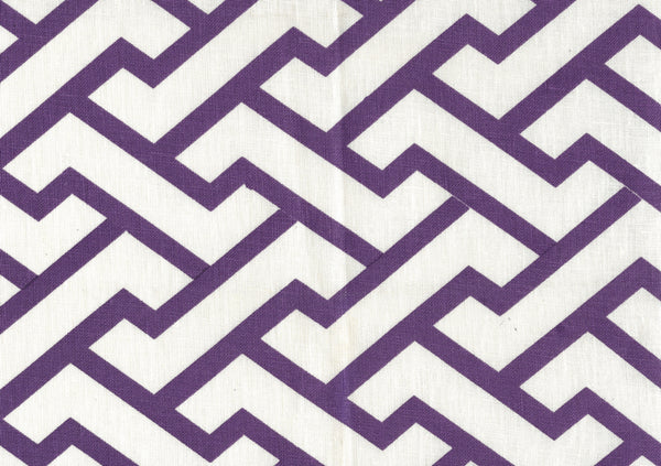 Aga Purple on Tint Screen Printed - Off-White Fabric | China Seas