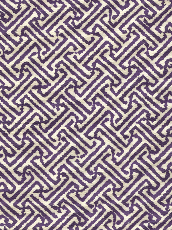 Java Java Purple on Tint Screen Printed - White Fabric | China Seas