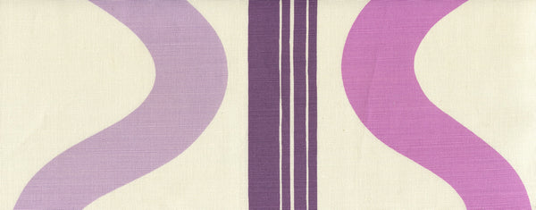 Tete A Tete Vertical Purple Violet Lilac Screen Printed Fabric | China Seas