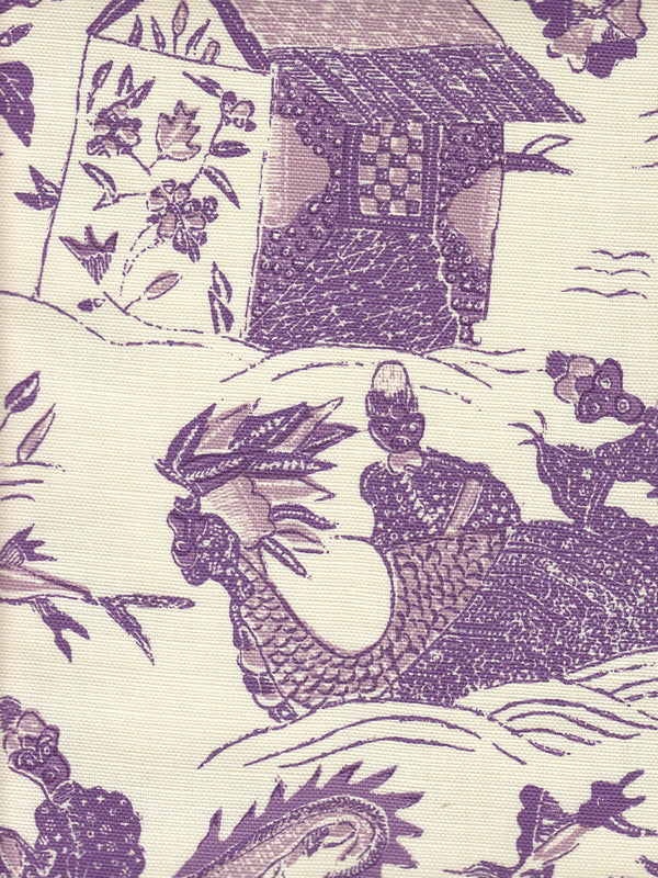 Tableau II Purples Lilacs on Tint Screen Printed Fabric | China Seas