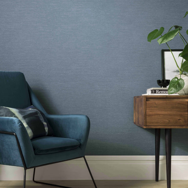 Raffia Lagoon - Blue Wallcovering | 1838 Wallcoverings