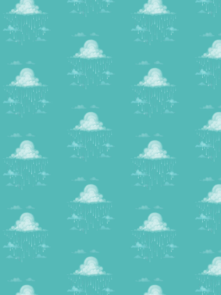 Raindrops Robin Wallcovering | FallingStar Studio