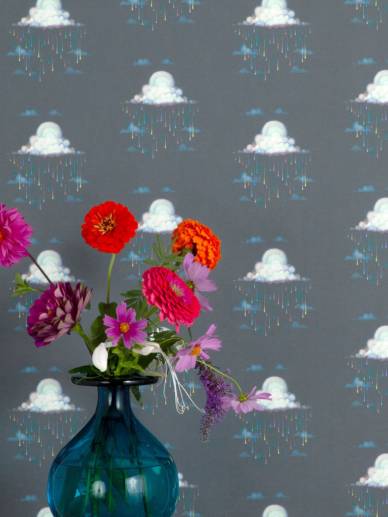 Raindrops Stormy Weather Wallcovering | FallingStar Studio