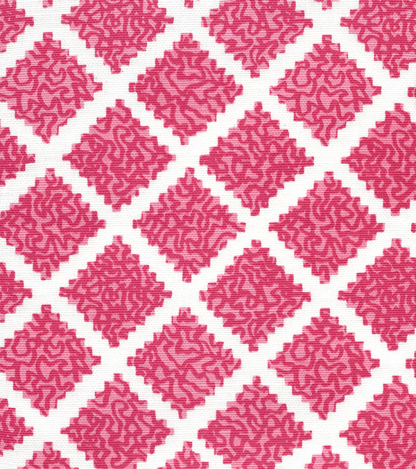 Shanghai, Raspberry on White Wallcoverings | Quadrille