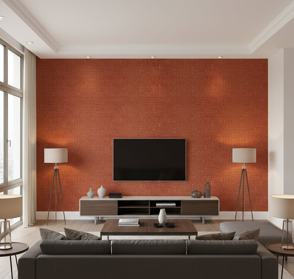 Ratana Grasscloth | Phillipe Romano - living room room setting