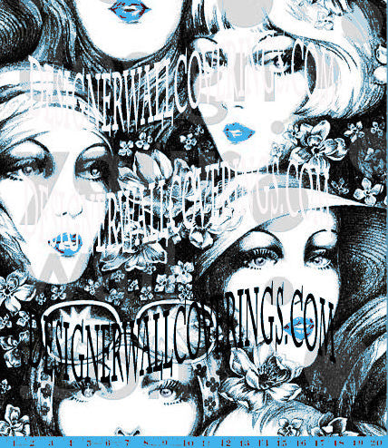 Black and White Women faces with red lips - Pattern Design Lab