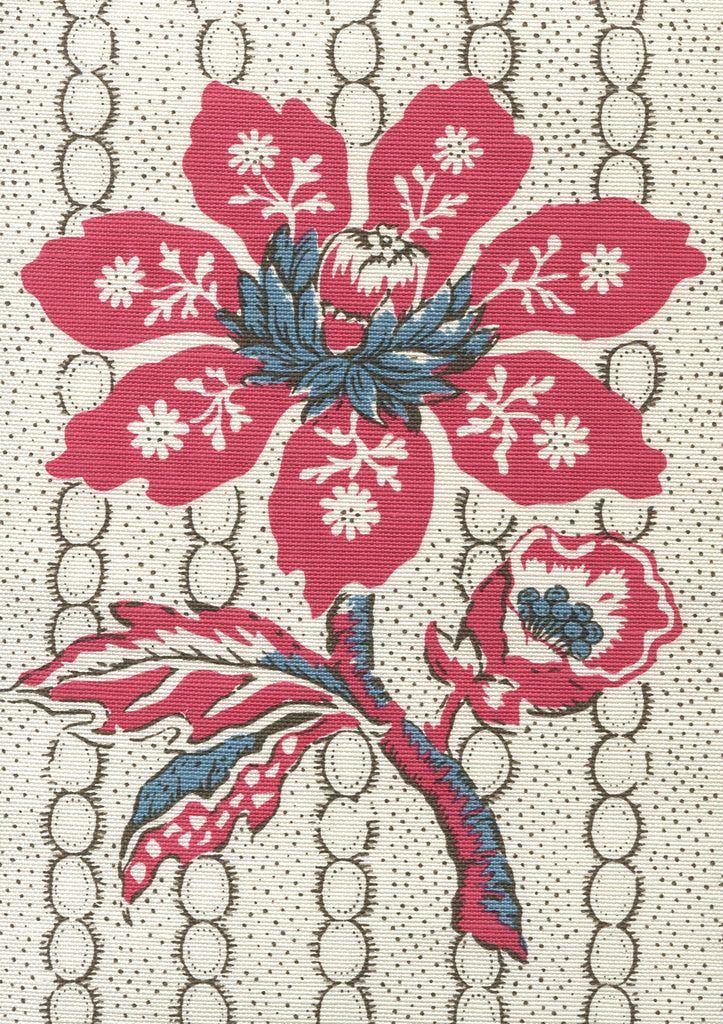 Mccallum Floral Stripe, Red Blue Brown on Tint