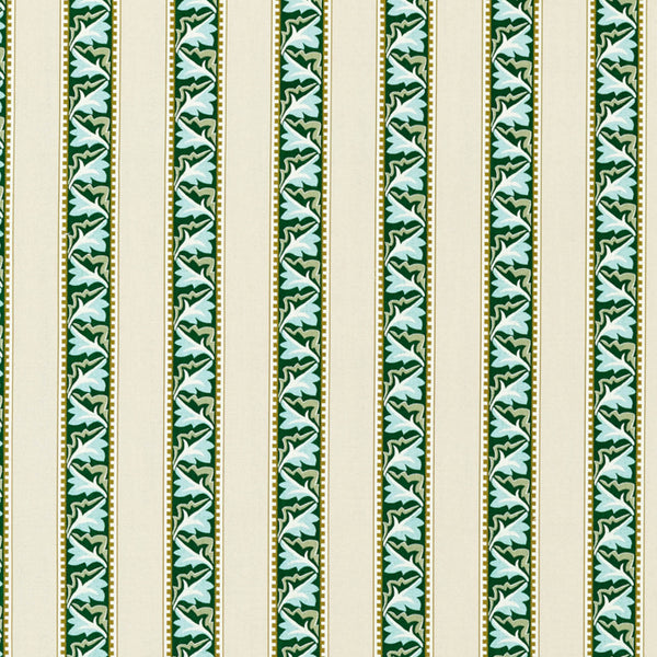 Red Car Stripe Forest/Linen | Morris & Co.
