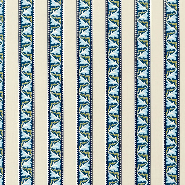 Red Car Stripe Indigo/Linen | Morris & Co.