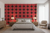 Red Circles on Silver Mylar - bedroom room setting