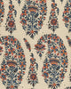 Red Navy Blue Gold on Tan Linen