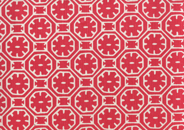 Ceylon Batik Reverse Red on Tint Screen Printed Fabric | China Seas