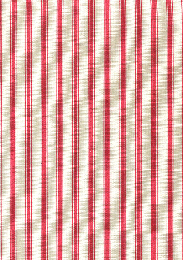 Chapelle Stripe Red on Tint Screen Printed - Off-White Fabric | China Seas