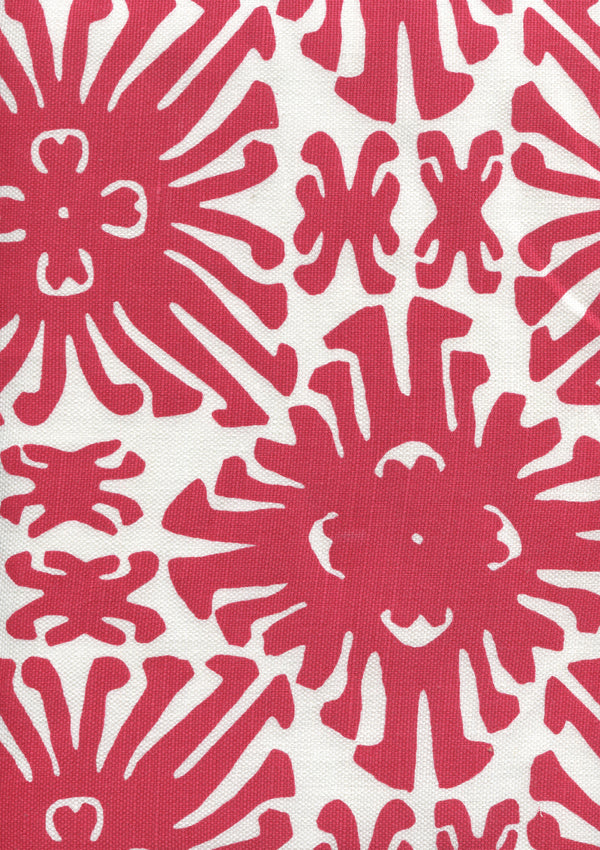 Sigourney Small Scale Red on white Screen Printed Fabric | China Seas