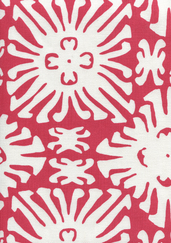 Sigourney Reverse Small Scale Red on white Screen Printed Fabric | China Seas