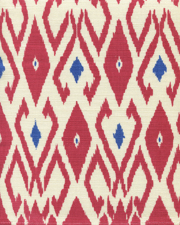 Lockan Red Royal Blue on Tint Screen Printed - Powder Blue Fabric | China Seas