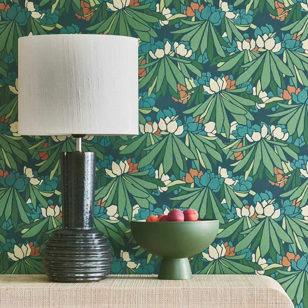 V&a Rhododendron - - Forest Green Wallcovering | 1838 Wallcoverings