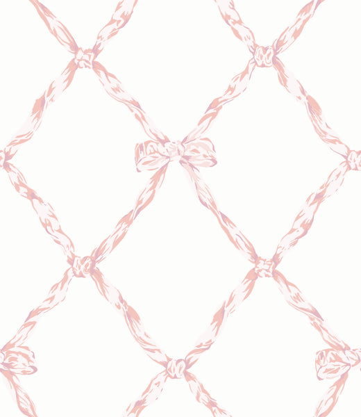 Madelyn's Pink and Lavender Ribbon Trellis Wallcovering | DW Bespoke Studios