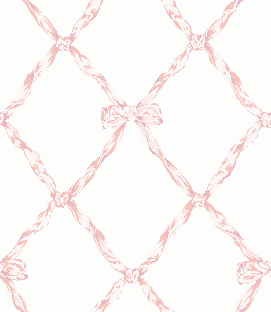 Madelyn's Pink and Lavender Ribbon Trellis Wallcovering | DW Bespoke Studios