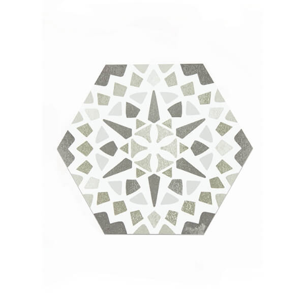 Ribera Peel & Stick Hexagon Floor Tiles | Jeffrey Stevens Wallcovering