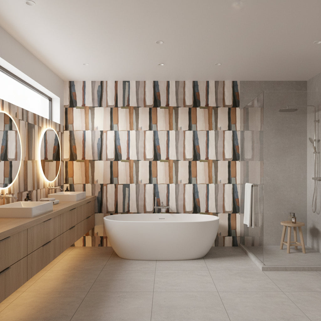 Quadrata Sienna Wallcovering - Bathroom | Black Edition