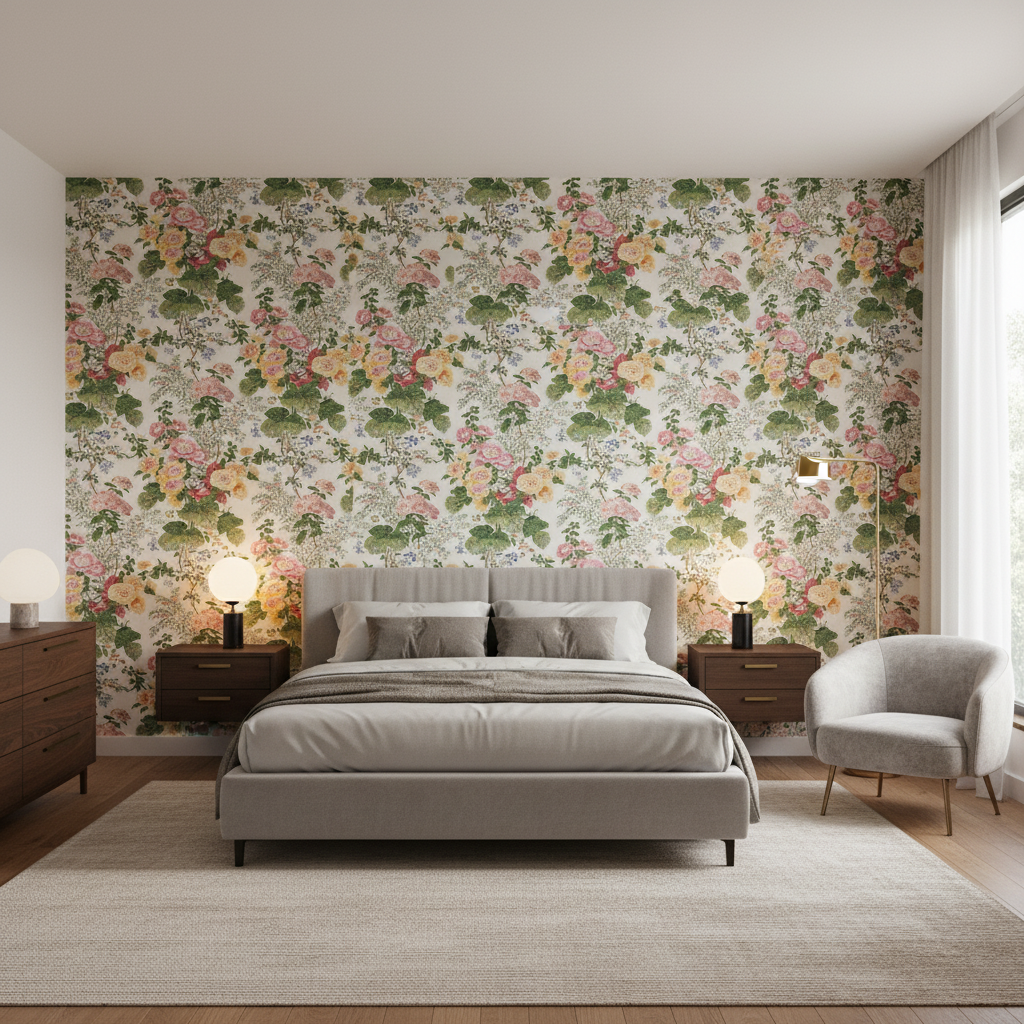 Hollyhock Hdb White/Pink — Bedroom Room Setting
