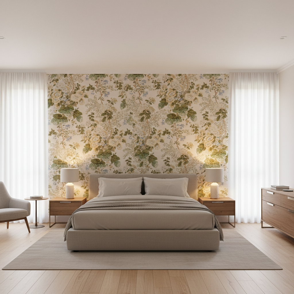 Hollyhock Hdb Grey/Sage — Bedroom Room Setting