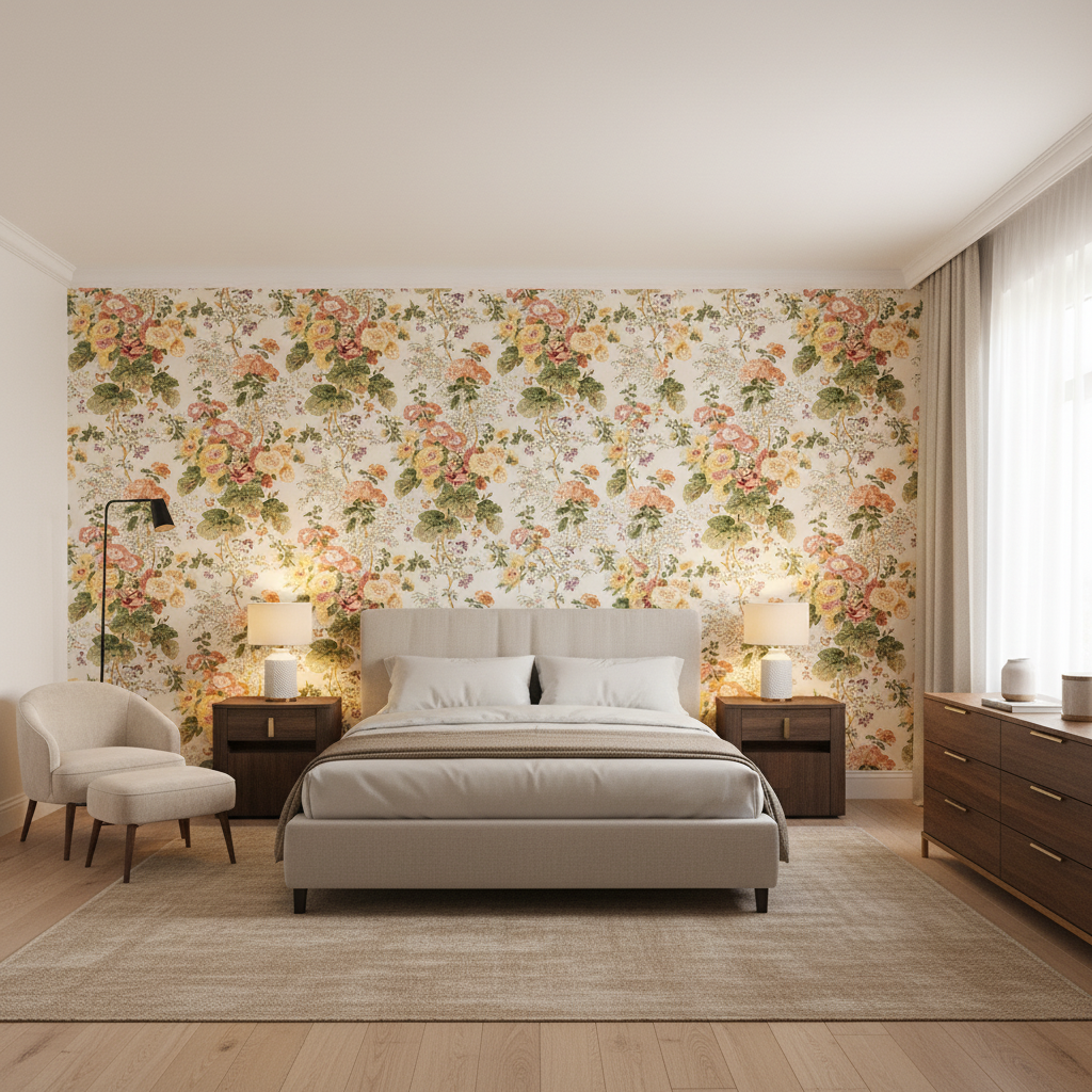 Hollyhock Hdb Red/Green — Bedroom Room Setting