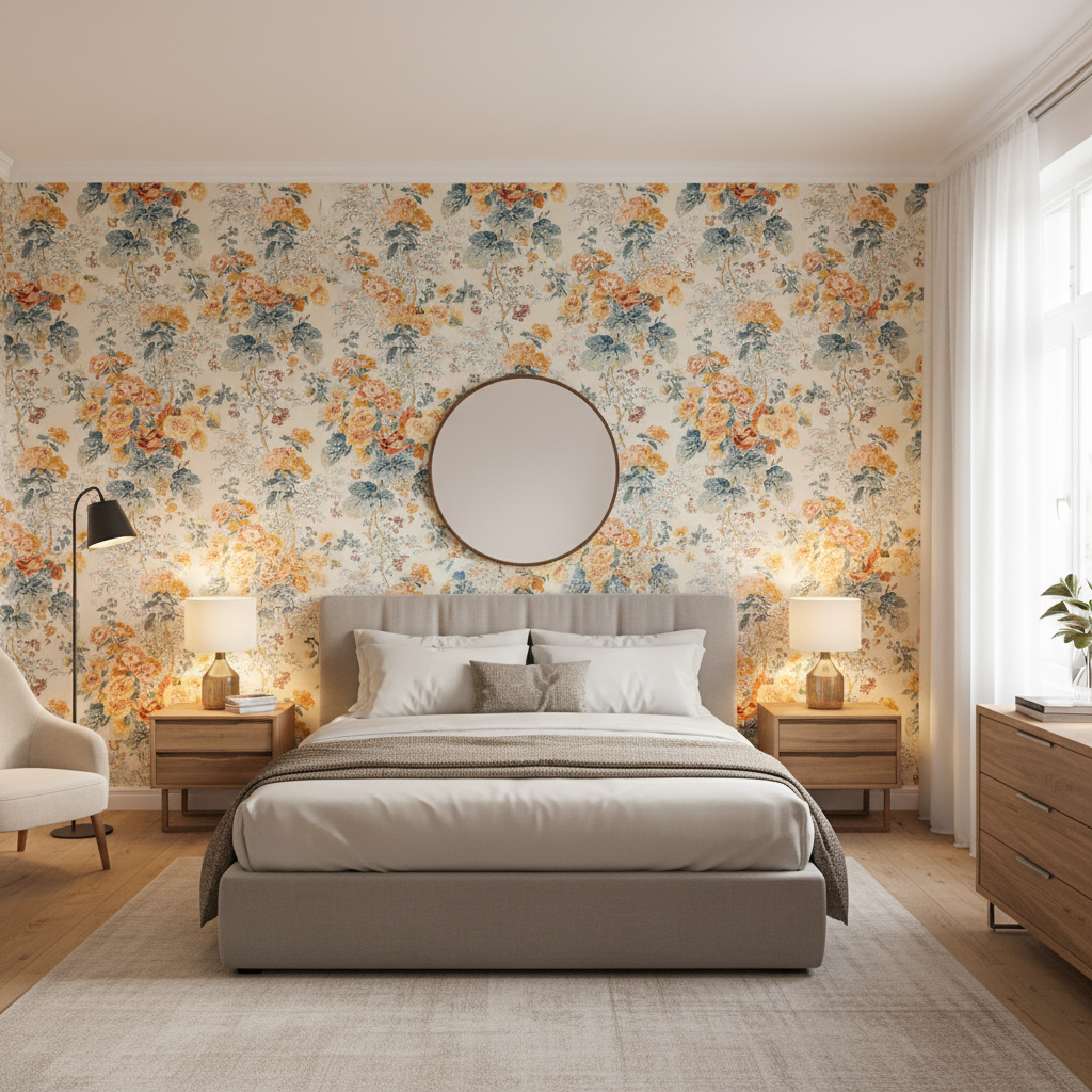 Hollyhock Hdb Apricot/Lake — Bedroom Room Setting