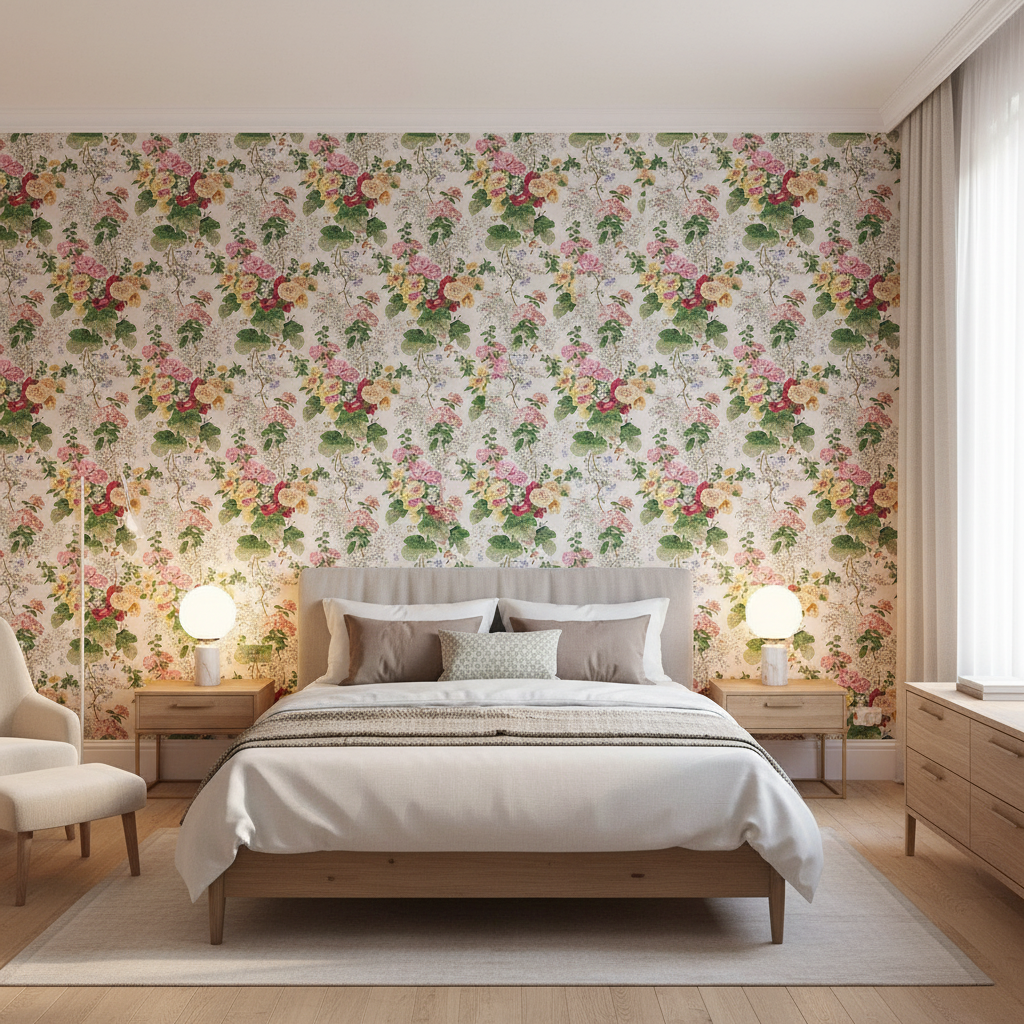 Hollyhock Hb Wht/Pink — Bedroom Room Setting