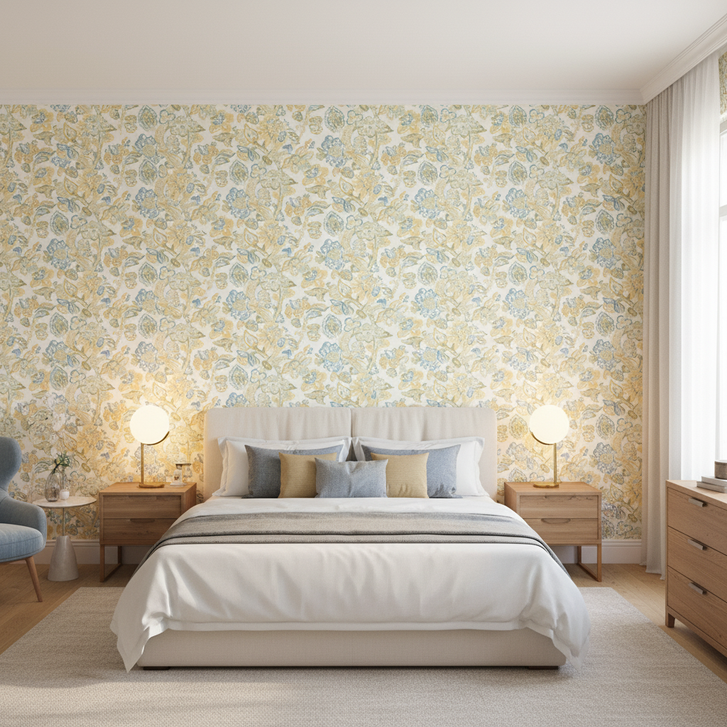 La Cinta Lemon/Blue — Bedroom Room Setting